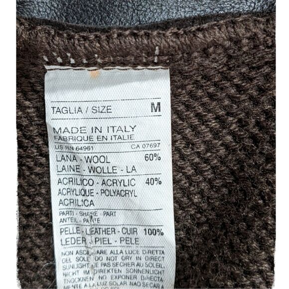 Sisley Italy Women's Brown Wool & Leather Suede Full Zip Jacket Size M - Picture 9 of 10